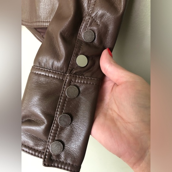 NWT Jonathan Simkhai Wyatt Vegan Leather Coffee Brown Puff Sleeve Jacket Size XS - Picture 6 of 10
